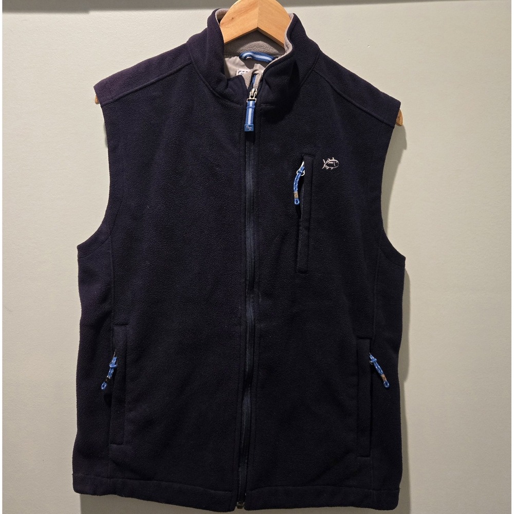 Southern Tide Sport Orleans Fleece Full Zip Vest Mens Small‎ Navy Blue